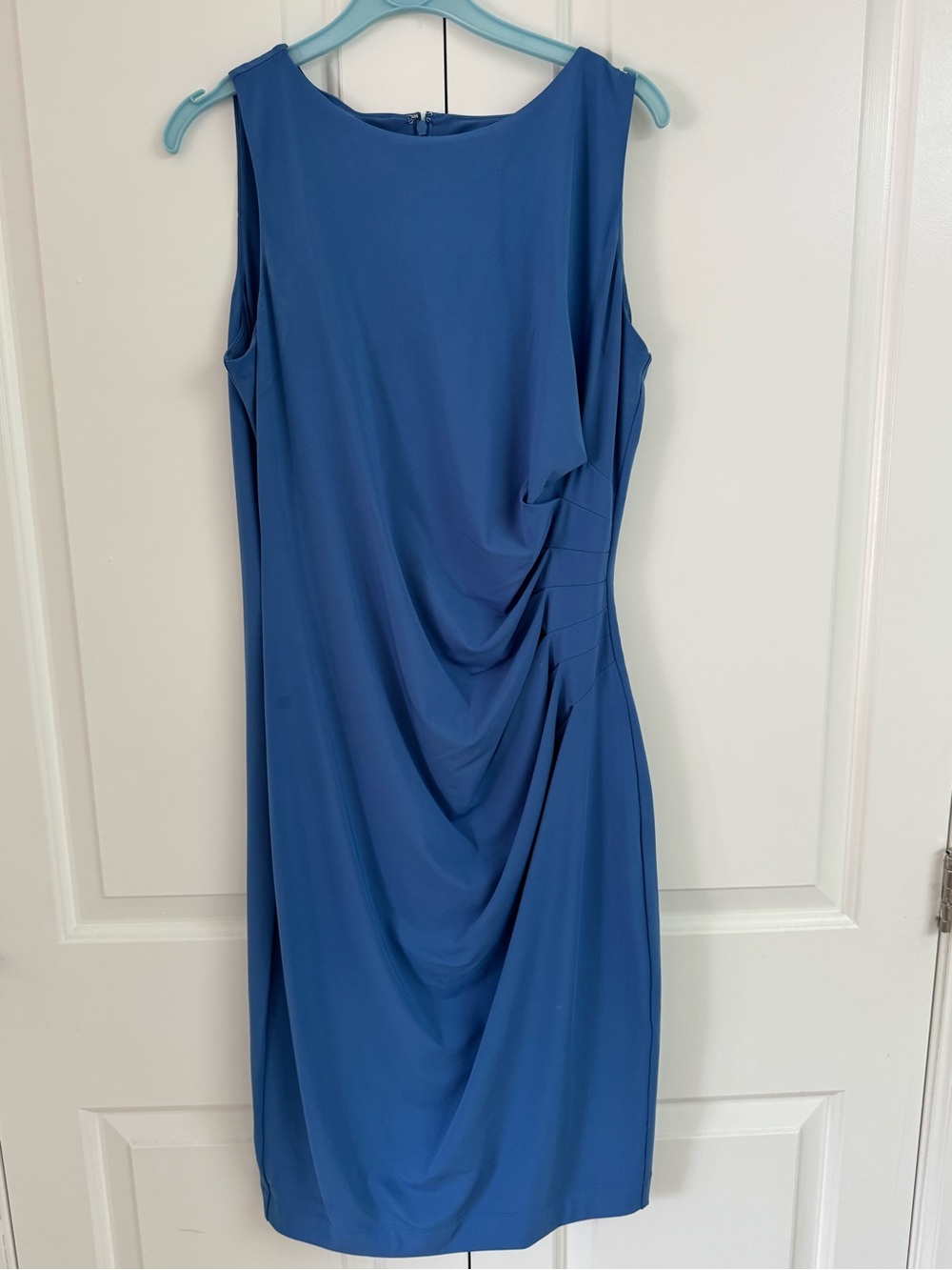 Brooks Brothers Blue Sleeveless Draped Midi Dress